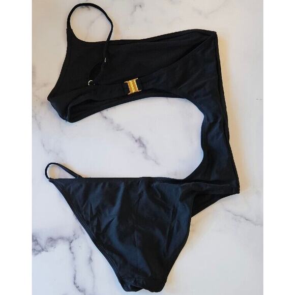 Betty Jade Swimsuit Womens Medium Black Cut Out Monokini One Piece Minimalist - Picture 2 of 8
